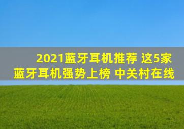 2021蓝牙耳机推荐 这5家蓝牙耳机强势上榜 中关村在线